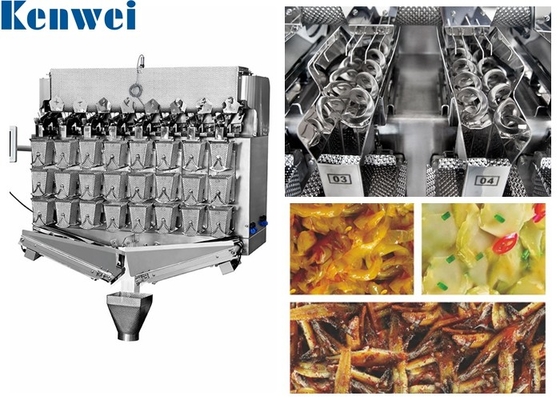 Electronic Pickle Fish 8 Heads Weigher Screw Feeding 3 Layers With 1L Hopper