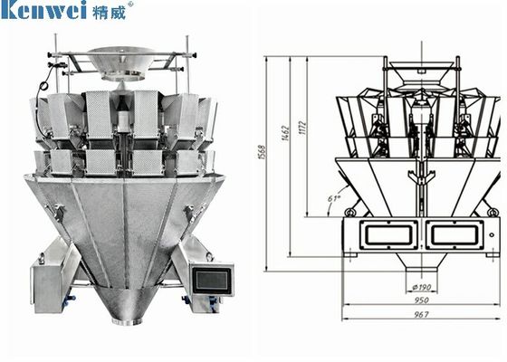 Cheese Multihead Weigher Machine With 12 Head Buckets